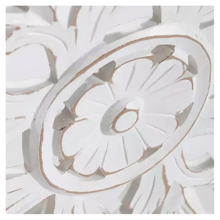 White Sqaure Medallion Wood Plaque