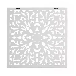 White Sqaure Medallion Wood Plaque