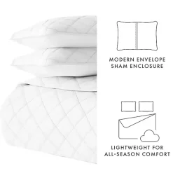 White Stitched Diamond 3-pc. King Quilt Set