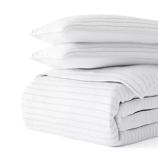 White Stitched Stripes 2-pc. Twin Quilt Set
