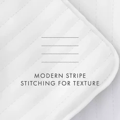 White Stitched Stripes 3-pc. Queen Quilt Set