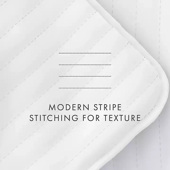 White Stitched Stripes 3-pc. Queen Quilt Set