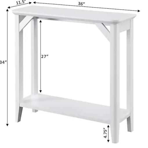 White Tapered Legs Rustic Console Table