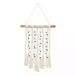White Tasseled Macrame Wall Hangings, Set of 3