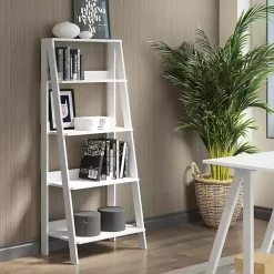 White 4-Tier Ladder Bookshelf