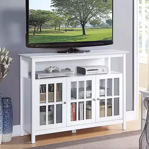 White Tiered Deluxe Cali Media Cabinet