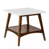 White Top and Pecan Wood Mid-Century Modern Table