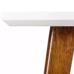 White Top and Pecan Wood Mid-Century Modern Table