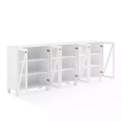 White Triangle 6-Door Wood Media Cabinet