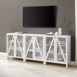 White Triangle 6-Door Wood Media Cabinet