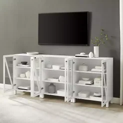White Triangle 6-Door Wood Media Cabinet