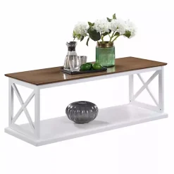 White Two-Tone Double X Sides Coffee Table