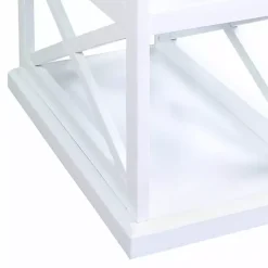 White Two-Tone Wood Double X Sides Accent Table