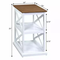 White Two-Tone Wood Double X Sides Accent Table