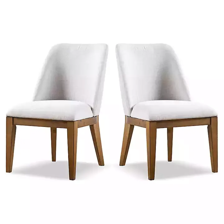 White Upholstered Cassie Dining Chairs, Set of 2