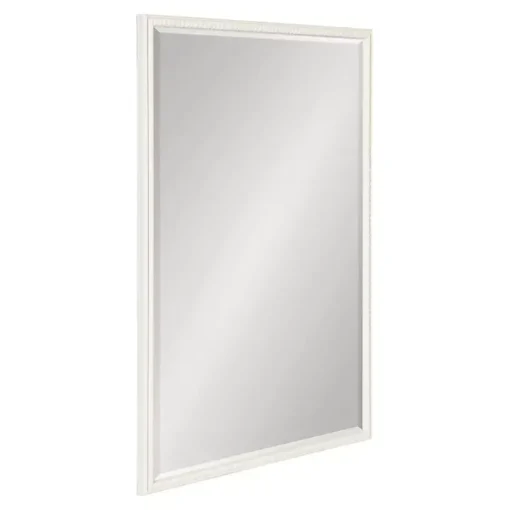 White Vintage Beaded Wall Mirror, 36 in.