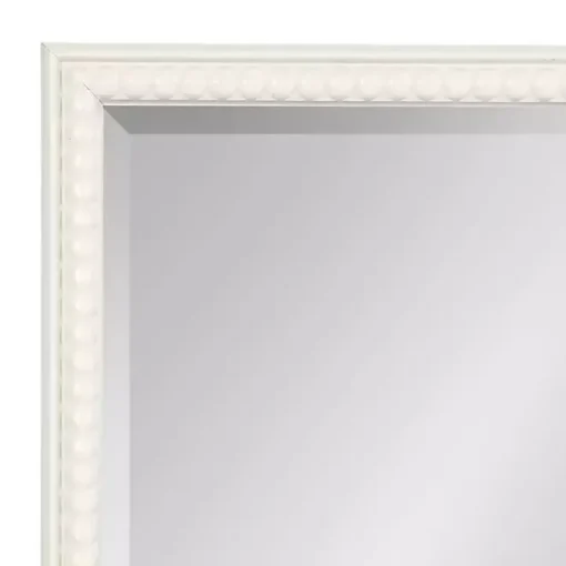 White Vintage Beaded Wall Mirror, 36 in.