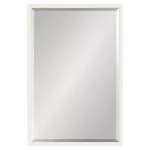 White Vintage Beaded Wall Mirror, 30 in.