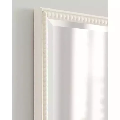 White Vintage Beaded Wall Mirror, 36 in.