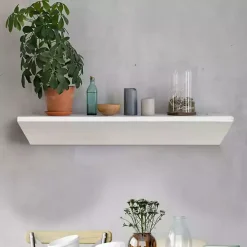 White Wedge Wood Small Floating Shelf