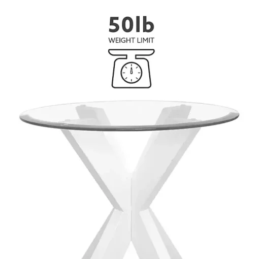 White Wood and Glass Top X-Base Accent Table