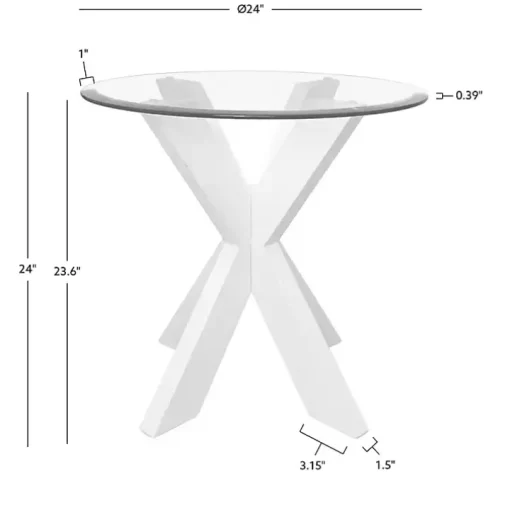 White Wood and Glass Top X-Base Accent Table