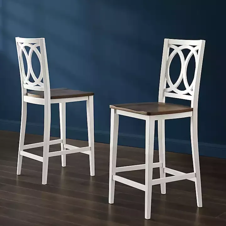 White Wood Charlotte Counter Stools, Set of 2
