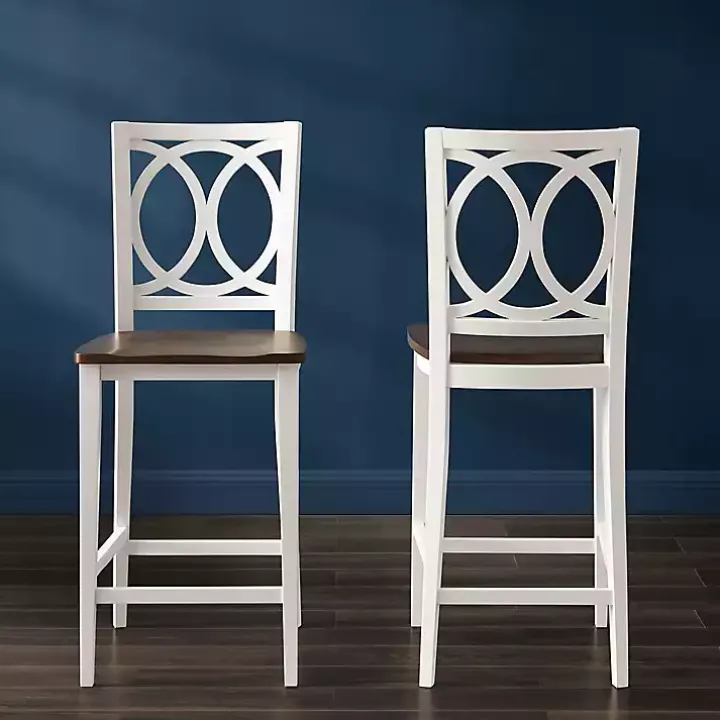 White Wood Charlotte Counter Stools, Set of 2