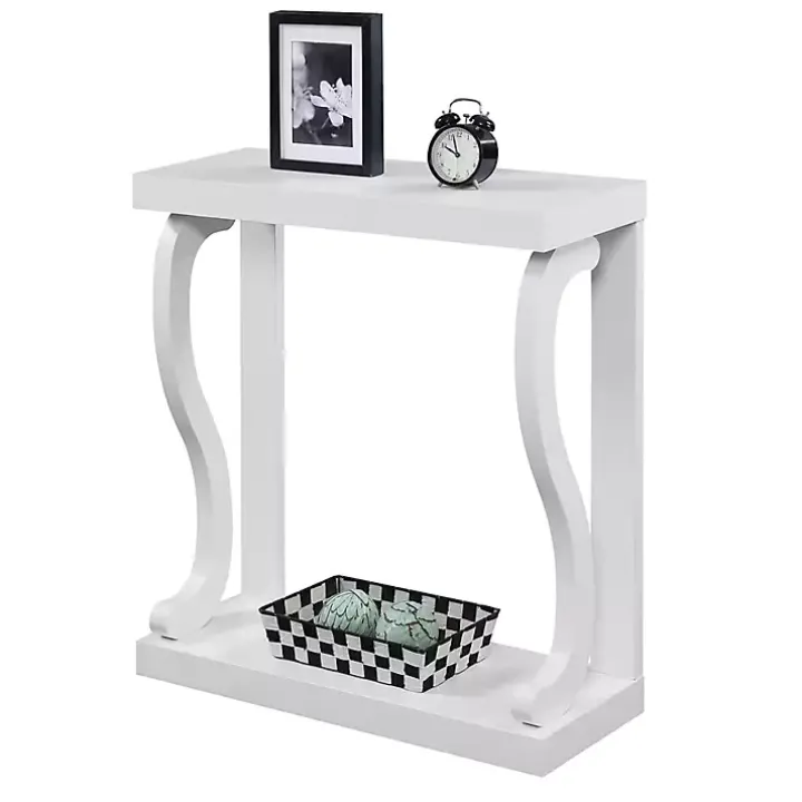 White Wood Curved Sides Console Table