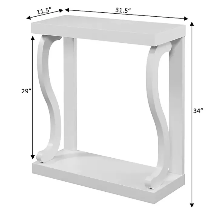 White Wood Curved Sides Console Table
