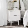 White Wood Cut-Out Handle Nightstand