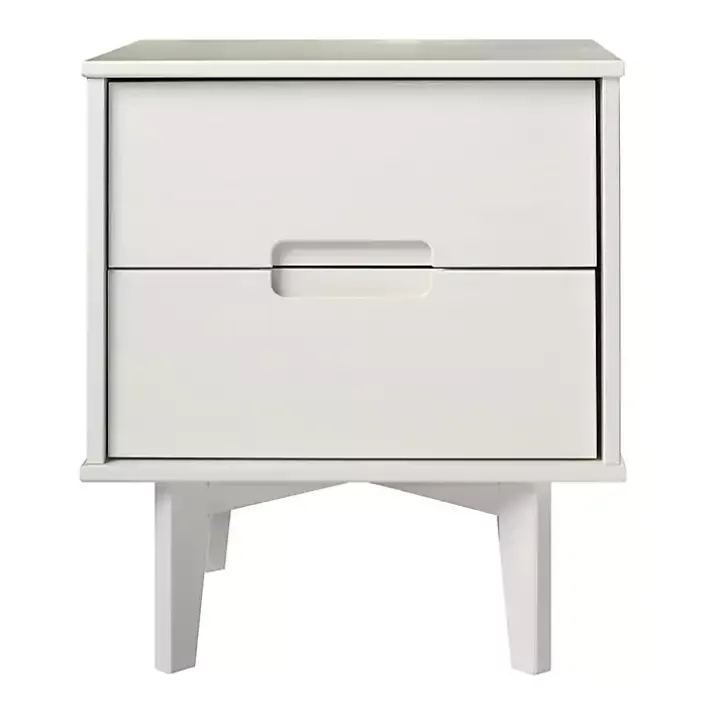 White Wood Cut-Out Handle Nightstand
