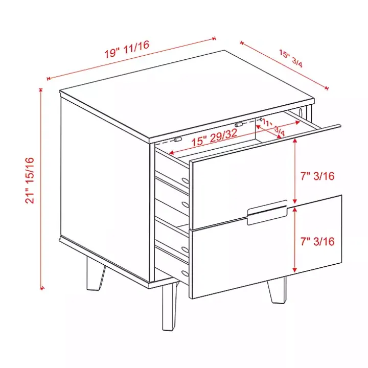 White Wood Cut-Out Handle Nightstand