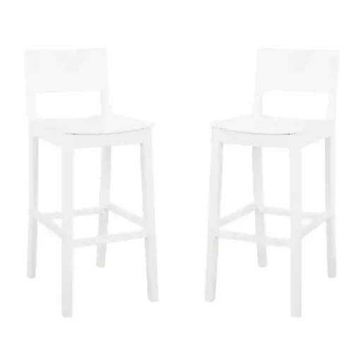 White Wood Devin Bar Stools, Set of 2