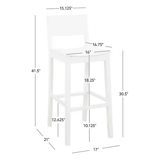 White Wood Devin Bar Stools, Set of 2
