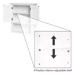 White Wood 2-Door Open Shelf Wall Cabinet
