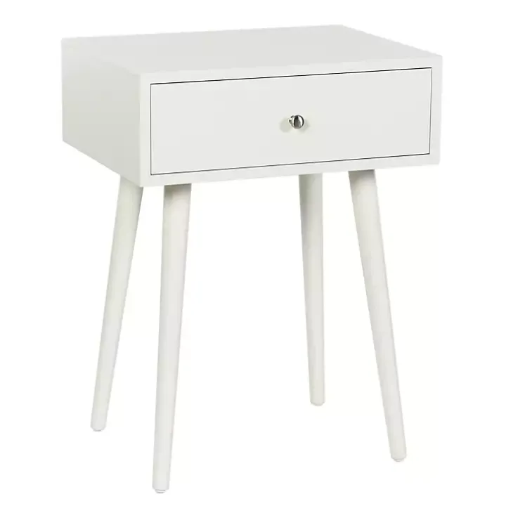 White Wood 1-Drawer Arthur Accent Table