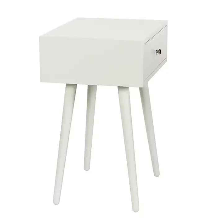 White Wood 1-Drawer Arthur Accent Table