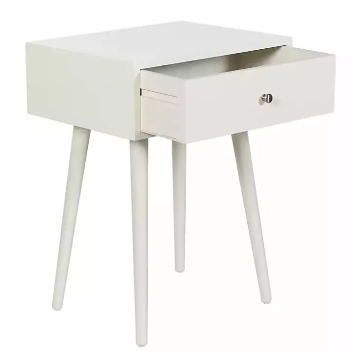 White Wood 1-Drawer Arthur Accent Table