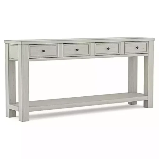White Wood 4-Drawer Farmhouse Console Table