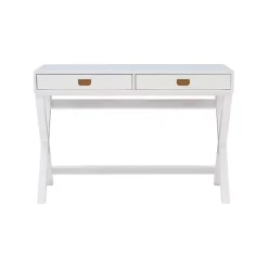 White Wood 2-Drawer X-Frame Desk