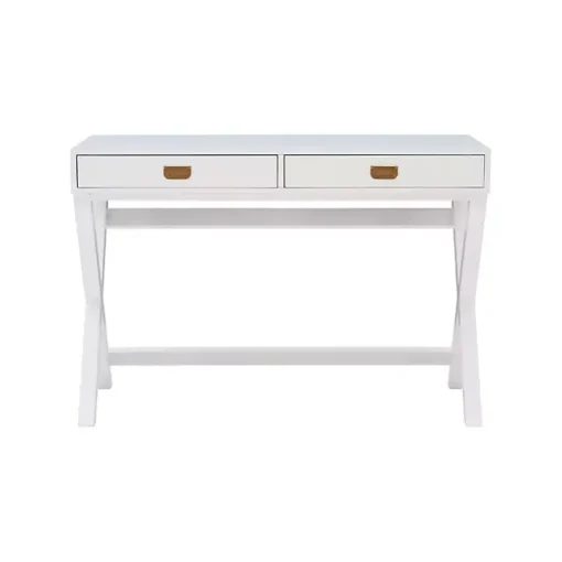 White Wood 2-Drawer X-Frame Desk