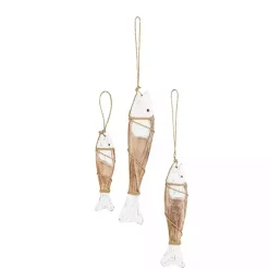 White Wood Fish Hanging Wall Plaques, Set of 3
