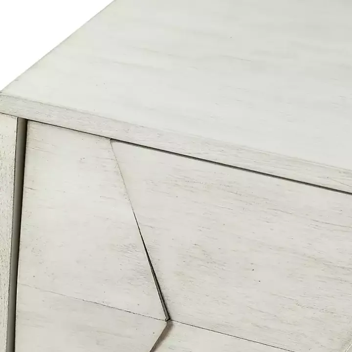 White Wood Geometric 4-Door Cabinet