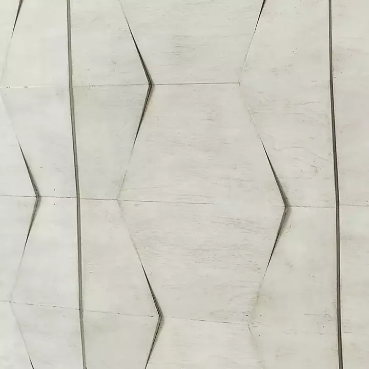 White Wood Geometric 4-Door Cabinet