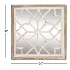 White Wood Lattice Overlay Mirror