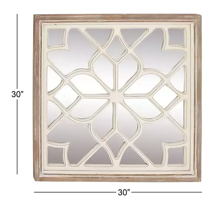 White Wood Lattice Overlay Mirror