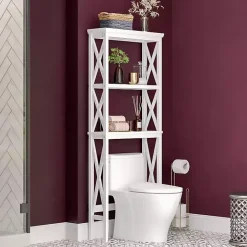 White Wood Over-Toilet 3-Tier Shelf