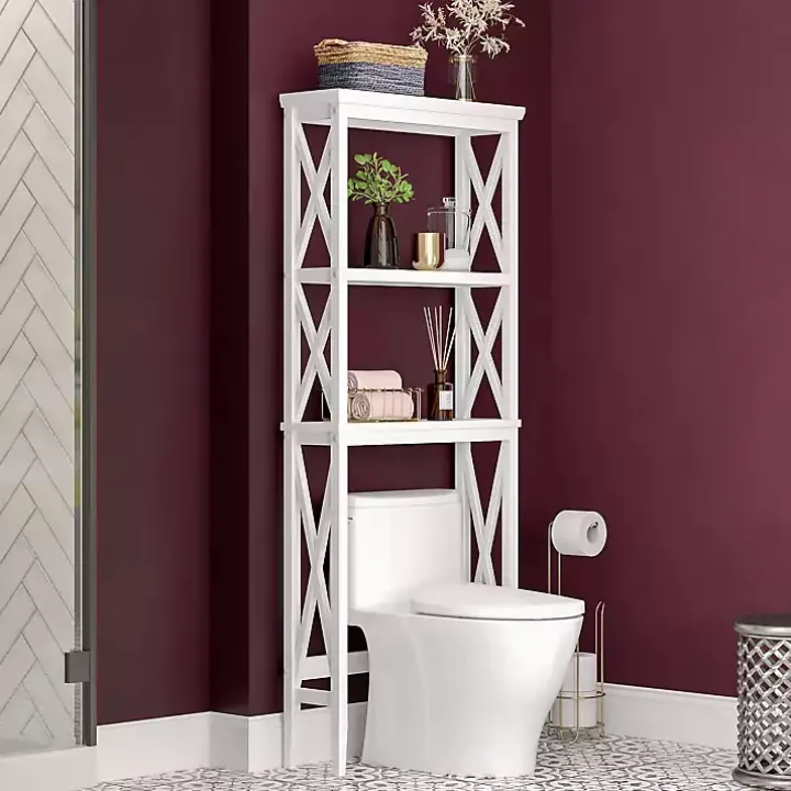 White Wood Over-Toilet 3-Tier Shelf