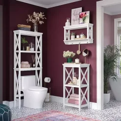 White Wood Over-Toilet 3-Tier Shelf